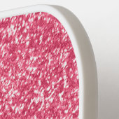 エレガント ピンク グリッター モノグラムイニシャル ピックルボールラケット (左詳細)