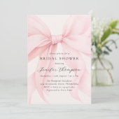 エレガント ピンク コケッタ ボウ ブライダル シャワー 招待状 (スタンド正面)
