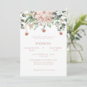 エレガント ピンク フラワー 結婚式（両親なし） 招待状 (スタンド正面)