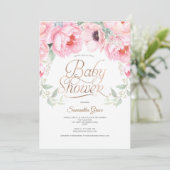 エレガント,ピンク,フローラ,女の子のシャワー 招待状 (スタンド正面)