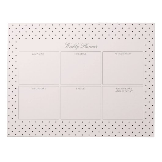 エレガント ピンク ブラックドット 大型  tear away ペーパー パッド (正面)