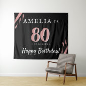 エレガント ピンク ブラック 80歳の誕生日パーティー 背景 タペストリー (インサイチュ(横))
