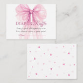 エレガント ピンク ボウ おむつくじチケット エンクロージャーカード (正面/裏面)