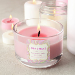 エレガント ピンク マーブル ゴールド キャンドル ラベル テンプレート