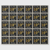 エレガント、フェイク金ゴールド10番目の誕生日+名前をカスタムする ラッピングペーパー (フラット)