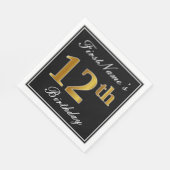 エレガント、フェイク金ゴールド12番目の誕生日+名前をカスタムする スタンダードランチョンナプキン (角)