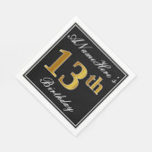 エレガント、フェイク金ゴールド13番目の誕生日+名前をカスタムする スタンダードランチョンナプキン (角)