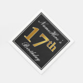 エレガント、フェイク金ゴールド17番目の誕生日+名前をカスタムする スタンダードランチョンナプキン (角)