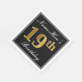 エレガント、フェイク金ゴールド19誕生日+名前をカスタムする スタンダードランチョンナプキン (角)