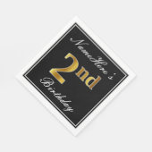 エレガント、フェイク金ゴールド2回目の誕生日+名前をカスタムする スタンダードランチョンナプキン (角)