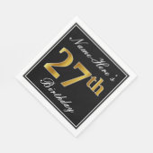 エレガント、フェイク金ゴールド27番目の誕生日+名前をカスタムする スタンダードランチョンナプキン (角)