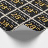 エレガント、フェイク金ゴールド28番目の誕生日+名前をカスタムする ラッピングペーパー (角)