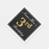 エレガント、フェイク金ゴールド3回目の誕生日+名前をカスタムする スタンダードランチョンナプキン (角)