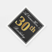 エレガント、フェイク金ゴールド30歳の誕生日+名前をカスタムする スタンダードランチョンナプキン (角)