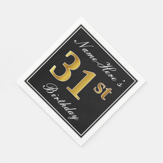 エレガント、フェイク金ゴールド31番目の誕生日+名前をカスタムする スタンダードランチョンナプキン (角)