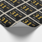 エレガント、フェイク金ゴールド31番目の誕生日+名前をカスタムする ラッピングペーパー (角)