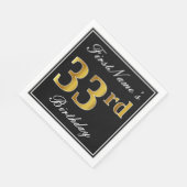 エレガント、フェイク金ゴールド33番目の誕生日+名前をカスタムする スタンダードランチョンナプキン (角)