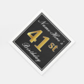 エレガント、フェイク金ゴールド41番目の誕生日+名前をカスタムする スタンダードランチョンナプキン (角)