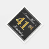 エレガント、フェイク金ゴールド41番目の誕生日+名前をカスタムする スタンダードランチョンナプキン (角)