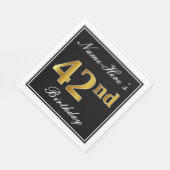 エレガント、フェイク金ゴールド42番目の誕生日+名前をカスタムする スタンダードランチョンナプキン (角)