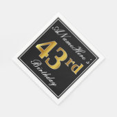 エレガント、フェイク金ゴールド43番目の誕生日+名前をカスタムする スタンダードランチョンナプキン (角)