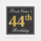 エレガント、フェイク金ゴールド44番目の誕生日+名前をカスタムする スタンダードランチョンナプキン (正面)