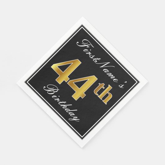 エレガント、フェイク金ゴールド44番目の誕生日+名前をカスタムする スタンダードランチョンナプキン (角)