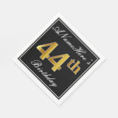 エレガント、フェイク金ゴールド44番目の誕生日+名前をカスタムする スタンダードランチョンナプキン (角)