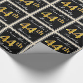 エレガント、フェイク金ゴールド44番目の誕生日+名前をカスタムする ラッピングペーパー (角)