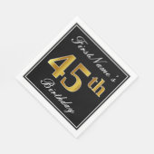 エレガント、フェイク金ゴールド45番目の誕生日+名前をカスタムする スタンダードランチョンナプキン (角)