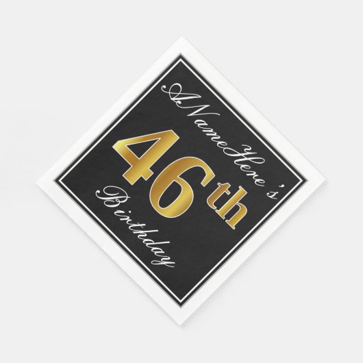 エレガント、フェイク金ゴールド46番目の誕生日+名前をカスタムする スタンダードランチョンナプキン (角)