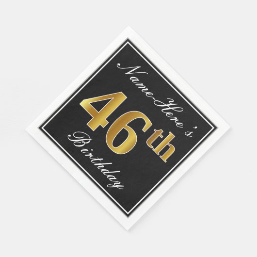 エレガント、フェイク金ゴールド46番目の誕生日+名前をカスタムする スタンダードランチョンナプキン (角)