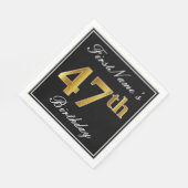 エレガント、フェイク金ゴールド47番目の誕生日+名前をカスタムする スタンダードランチョンナプキン (角)