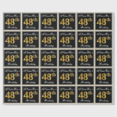 エレガント、フェイク金ゴールド48番目の誕生日+名前をカスタムする ラッピングペーパー (フラット)