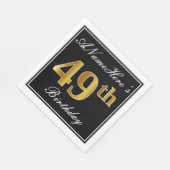 エレガント、フェイク金ゴールド49番目の誕生日+名前をカスタムする スタンダードランチョンナプキン (角)