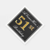 エレガント、フェイク金ゴールド51番目の誕生日+名前をカスタムする スタンダードランチョンナプキン (角)