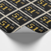 エレガント、フェイク金ゴールド51番目の誕生日+名前をカスタムする ラッピングペーパー (角)