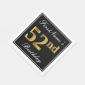 エレガント、フェイク金ゴールド52番目の誕生日+名前をカスタムする スタンダードランチョンナプキン (角)