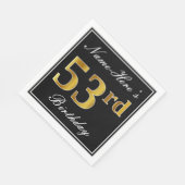 エレガント、フェイク金ゴールド53番目の誕生日+名前をカスタムする スタンダードランチョンナプキン (角)