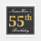 エレガント、フェイク金ゴールド55番目の誕生日+名前をカスタムする スタンダードランチョンナプキン (正面)