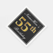 エレガント、フェイク金ゴールド55番目の誕生日+名前をカスタムする スタンダードランチョンナプキン (角)