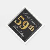 エレガント、フェイク金ゴールド59番目の誕生日+名前をカスタムする スタンダードランチョンナプキン (角)