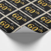 エレガント、フェイク金ゴールド60番目の誕生日+名前をカスタムする ラッピングペーパー (角)