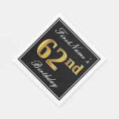 エレガント、フェイク金ゴールド62番目の誕生日+名前をカスタムする スタンダードランチョンナプキン (角)