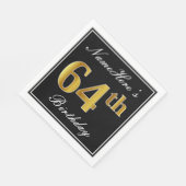 エレガント、フェイク金ゴールド64番目の誕生日+名前をカスタムする スタンダードランチョンナプキン (角)