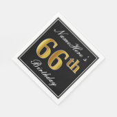 エレガント、フェイク金ゴールド66番目の誕生日+名前をカスタムする スタンダードランチョンナプキン (角)