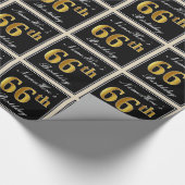 エレガント、フェイク金ゴールド66番目の誕生日+名前をカスタムする ラッピングペーパー (角)