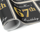 エレガント、フェイク金ゴールド67番目の誕生日+名前をカスタムする ラッピングペーパー (ロールコーナー)