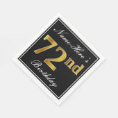 エレガント、フェイク金ゴールド72番目の誕生日+名前をカスタムする スタンダードランチョンナプキン (角)