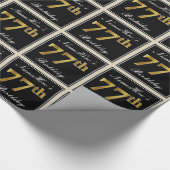 エレガント、フェイク金ゴールド77番目の誕生日+名前をカスタムする ラッピングペーパー (角)